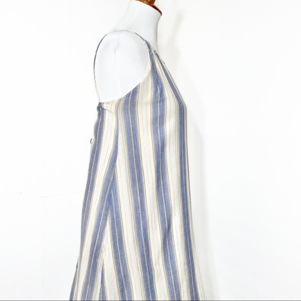 SOLD-Urban Outfitters Striped Chambray and Cream Midi Halter SunDress - Picture 8 of 15